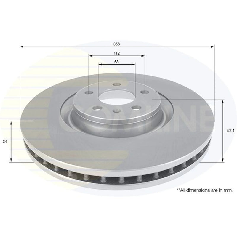 Comline 2 x Internally Vented Front Brake Discs ADC2603V