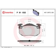 Brembo 4 x Rear Brake Pad Set P61032