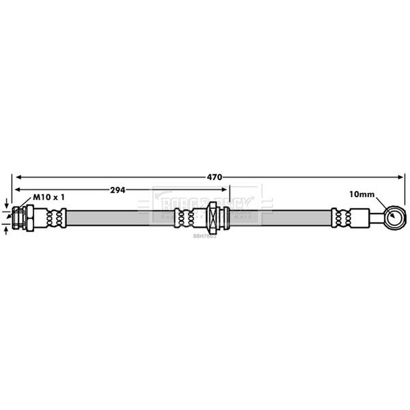 Borg & Beck Brake Hydraulic Hose Line Front Left BBH7863