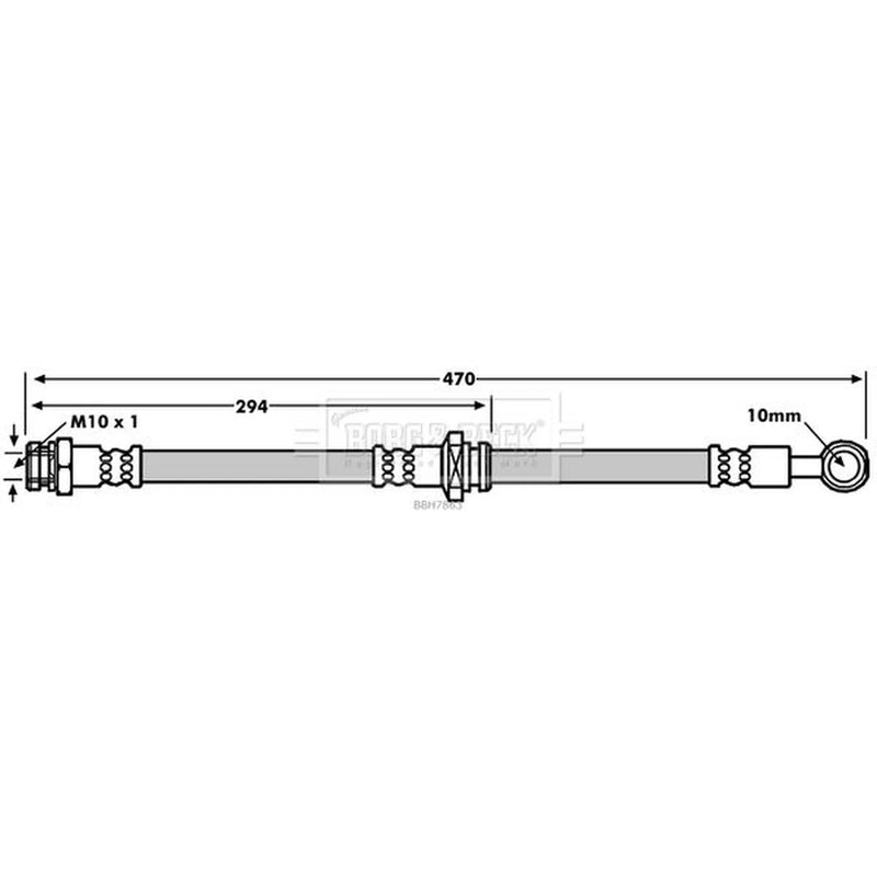 Borg & Beck Brake Hydraulic Hose Line Front Left BBH7863