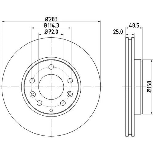 DON 2 x Internally Vented Front Brake Discs PCD20762