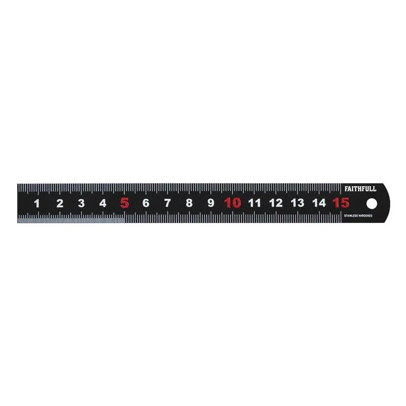 Faithfull Matt Black Stainless Steel Measuring Rule 150-1000mm