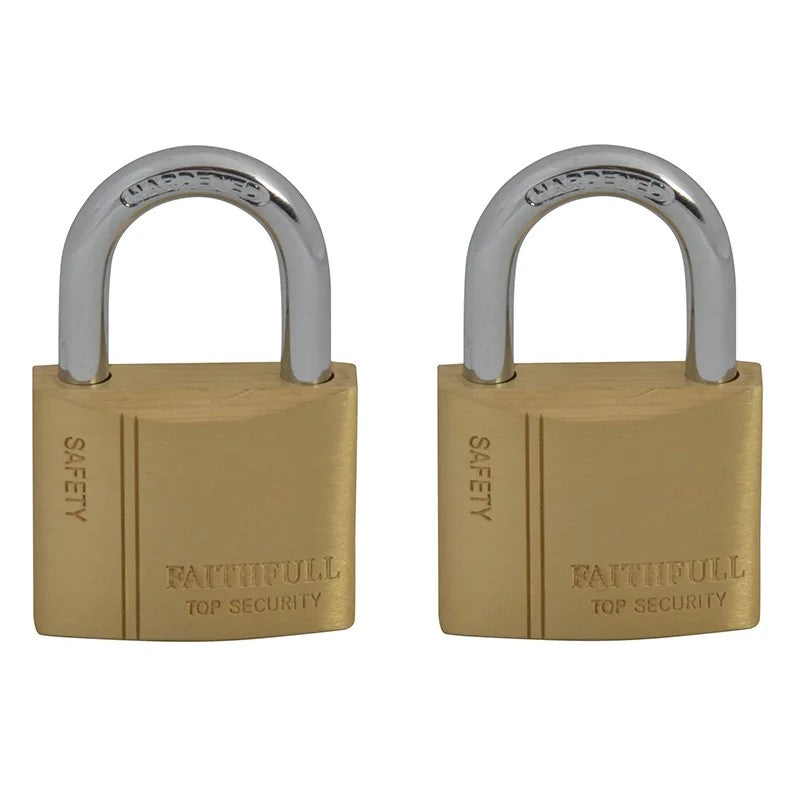 Faithfull Brass Padlock Keyed Alike 2 x 40mm - FAIPLB40KA