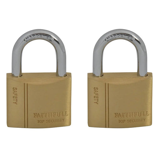Faithfull Brass Padlock Keyed Alike 2 x 40mm - FAIPLB40KA