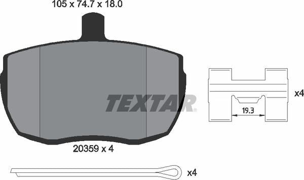 TEXTAR 2035908 Brake Pad Set Front Fits Alfa Romeo AR 8 DAF Ford Iveco LDV TEXTAR - Town Parts