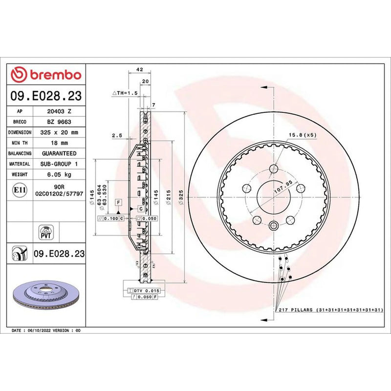 Brembo 2 x Steel Rear Brake Disc Hub Brake Discs 09.E028.23