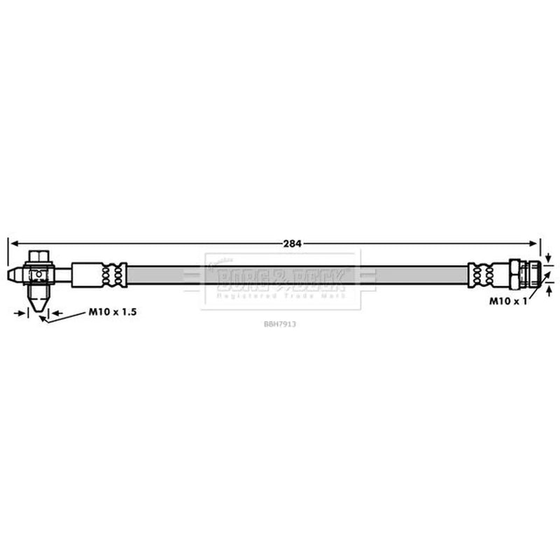 Borg & Beck Brake Hydraulic Hose Line Rear Left BBH7913