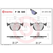Brembo 4 x Rear Brake Pad Set P06020