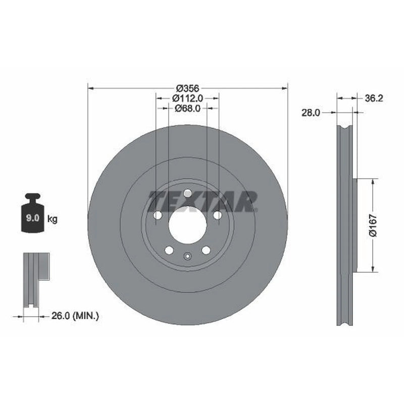 Textar 2 x Rear Brake Discs 92341205