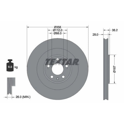 Textar 2 x Rear Brake Discs 92341205