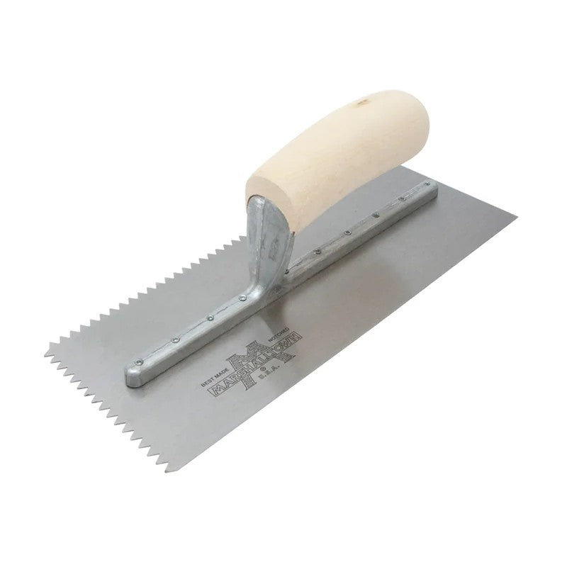 Marshalltown M701S Notched Trowel V 3/16in Wooden Handle 11 x 4.1/2in - M701S