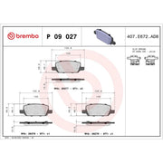 Brembo 4 x Rear Brake Pad Set P09027
