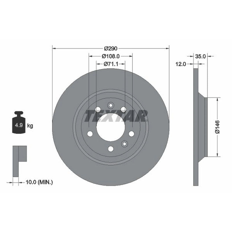 Textar 2 x Rear Brake Discs 92129603