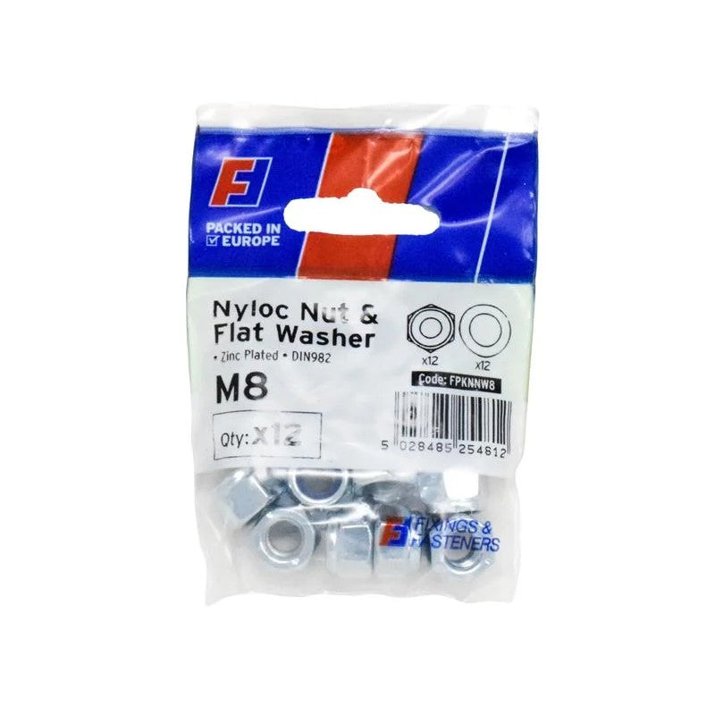 ForgeFix Nyloc Nut & Washer M8 ForgePack 12 - FPKNNW8