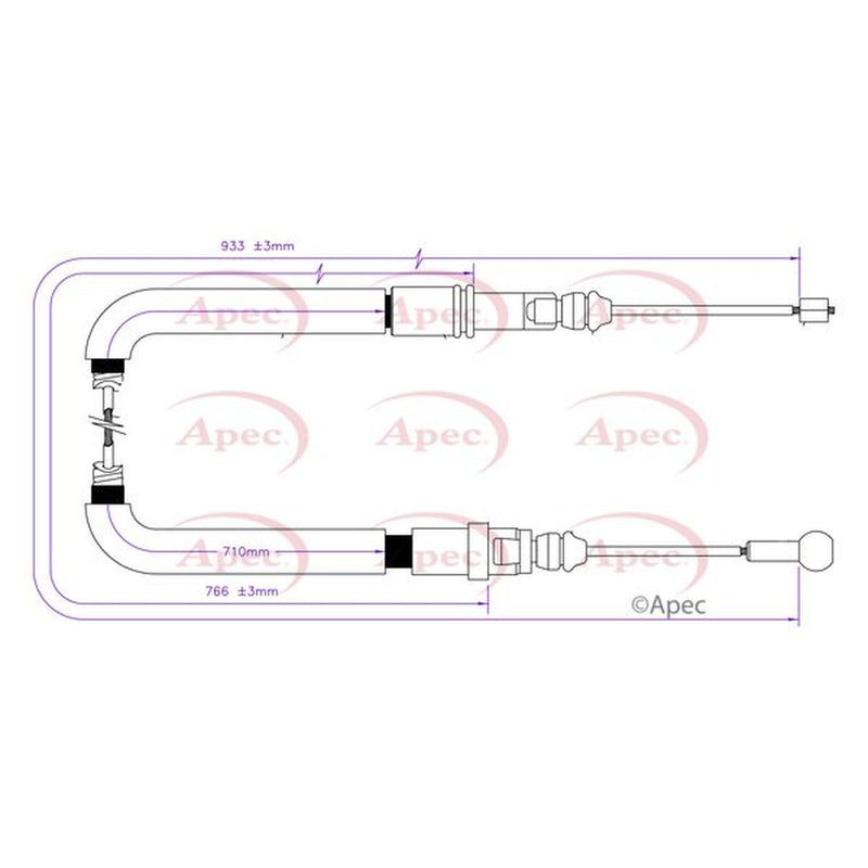 Apec Handbrake Cable Left Rear CAB1812