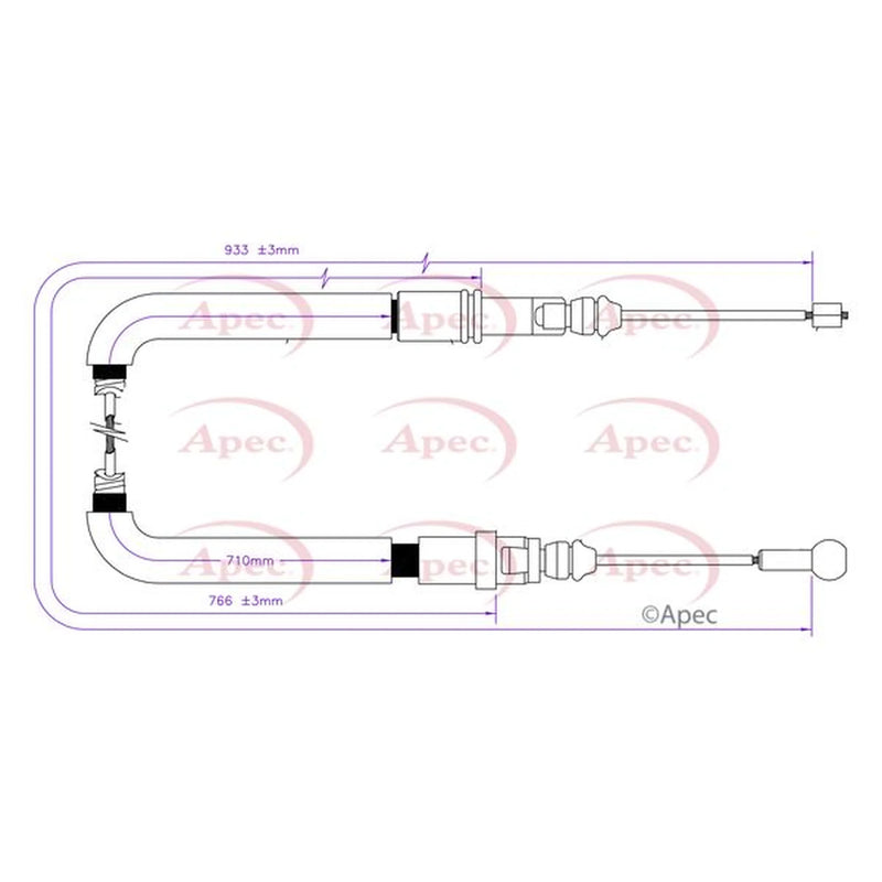 Apec Handbrake Cable Left Rear CAB1812