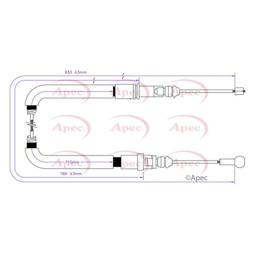 Apec Handbrake Cable Left Rear CAB1812
