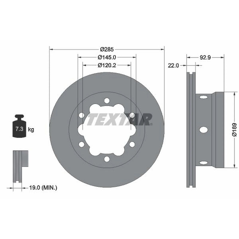 Textar 2 x Vented Rear Brake Discs 92089803