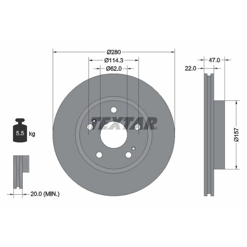 Textar 2 x Front Brake Discs 92222100