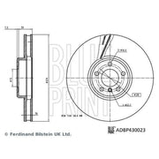 Blue Print 2 x Internally Vented Front Brake Discs ADBP430023