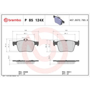 Brembo 4 x Rear Brake Pad Set P85124X