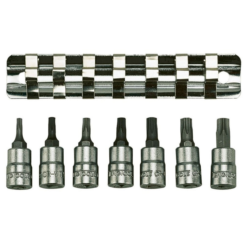 Teng Tools 1/4" TX Bit Socket Clip Rail Set 7 Pieces