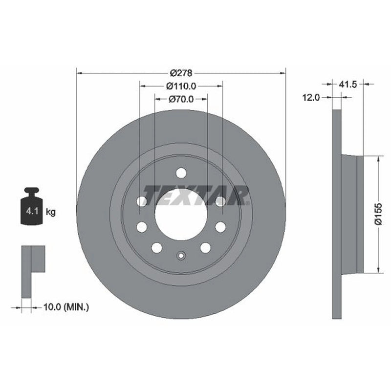 Textar 2 x Solid Rear Brake Discs 92270503