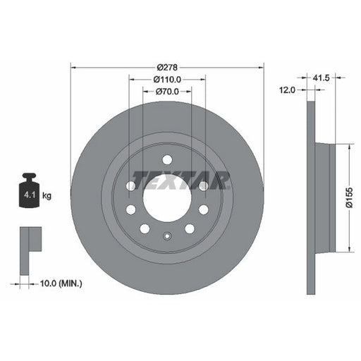 Textar 2 x Solid Rear Brake Discs 92270503
