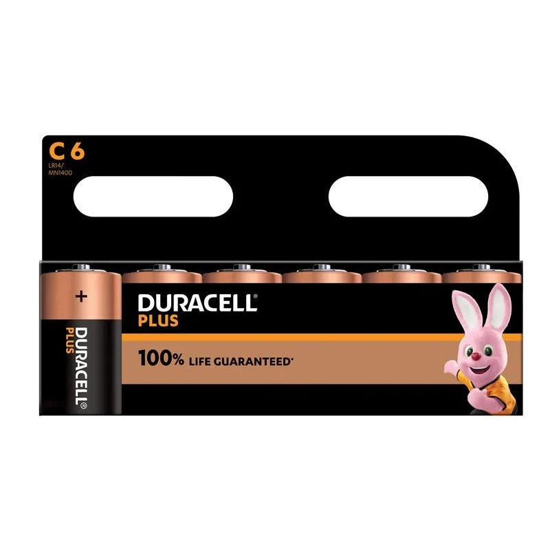 Duracell C Cell +100% Plus Power Batteries (Pack 6) - S18713