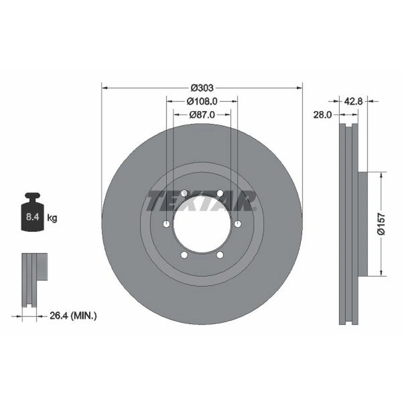 Textar 2 x Front Brake Discs 92180003
