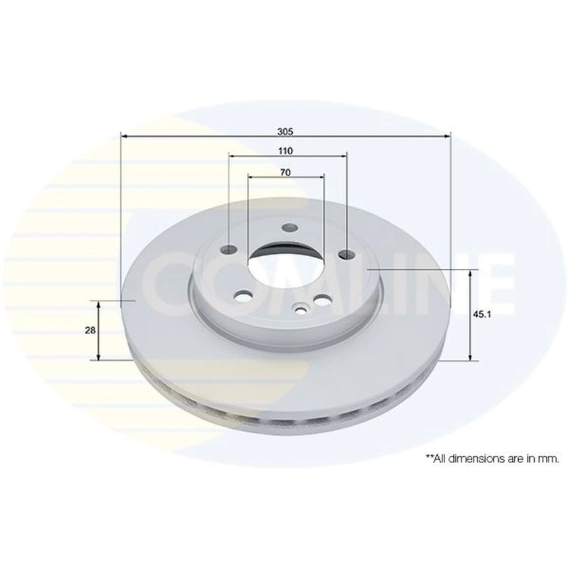 Comline 2 x Internally Vented Front Brake Discs ADC2978V