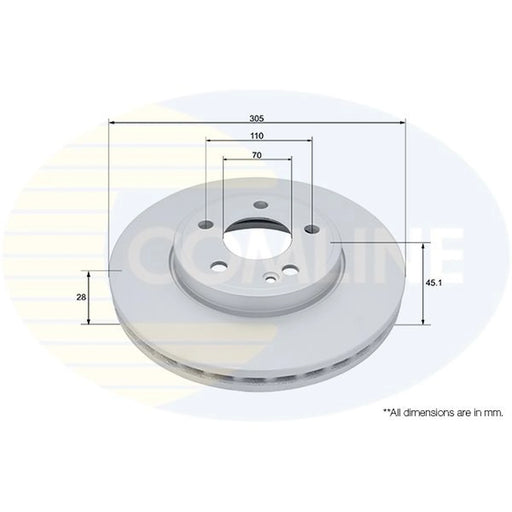 Comline 2 x Internally Vented Front Brake Discs ADC2978V