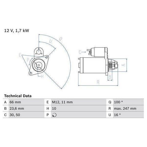 Bosch Reman Starter Motor 2403 0986024030 Bosch  - Town Parts