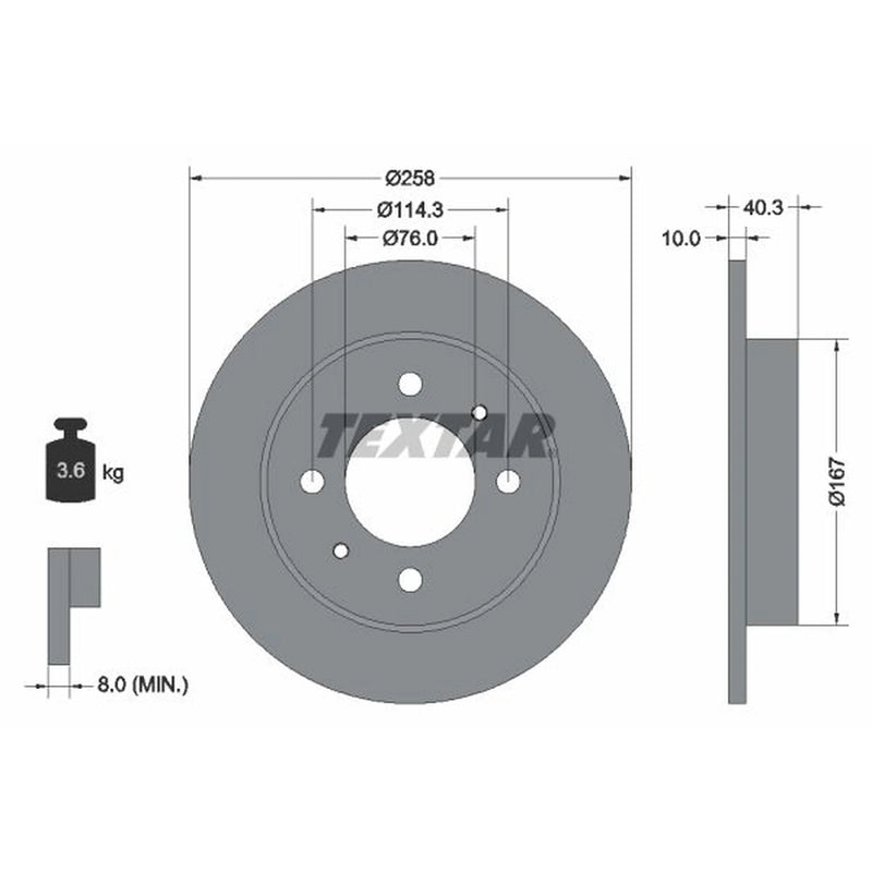 Textar 2 x Solid Rear Brake Discs 92117103