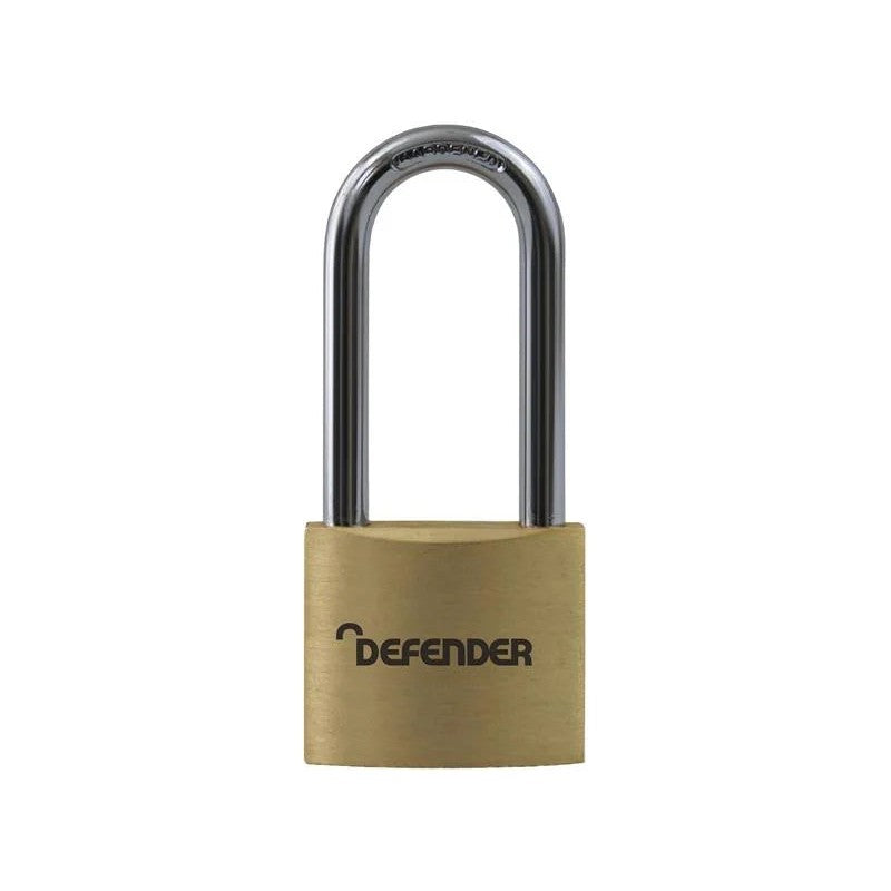 Defender Padlock Long Shackle Brass 40mm DFBP4/2.5 - DFBP4/2.5
