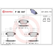 Brembo 4 x Rear Brake Pad Set P83047
