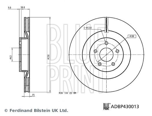 Blue Print 2 x Brake Disc Set Internally Vented Front