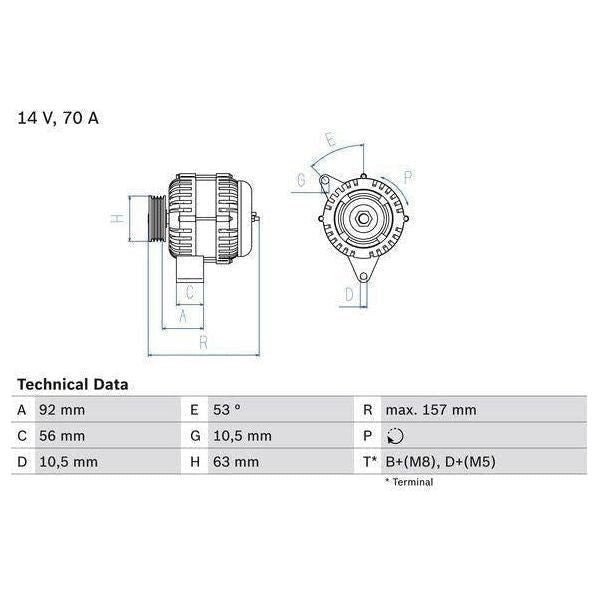 Bosch Reman Alternator 3976 0986039760 Bosch  - Town Parts