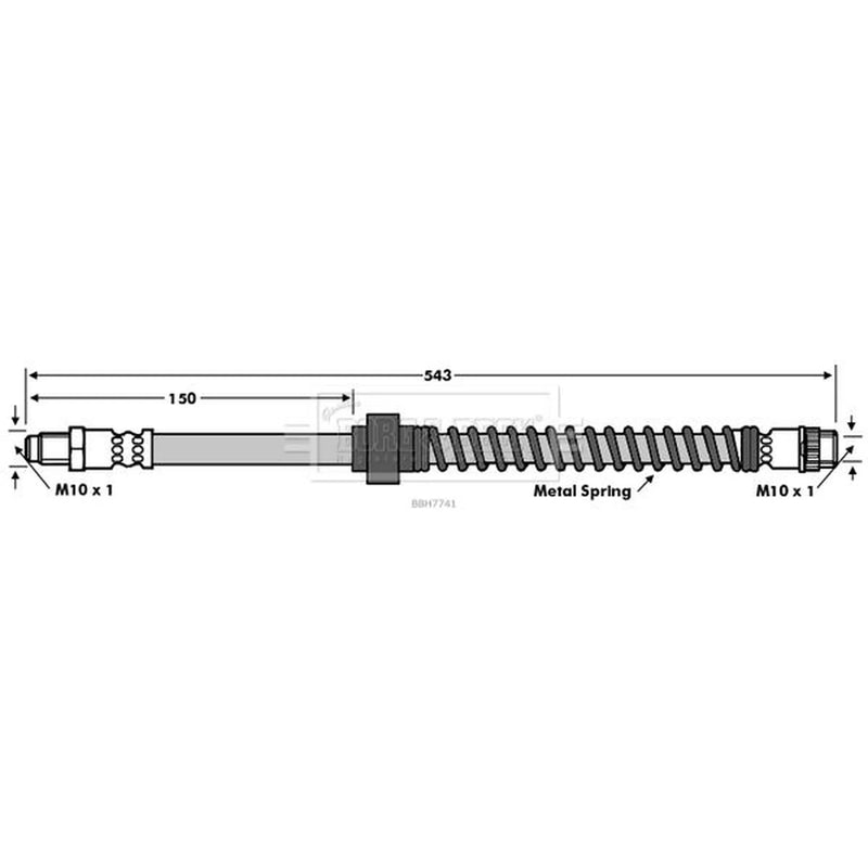 Borg & Beck Brake Hydraulic Hose Line Front Left BBH7741