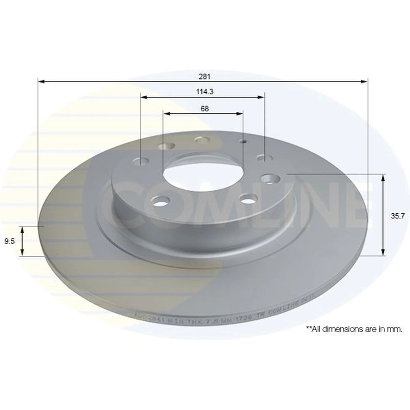 Comline 2 x Solid Rear Brake Discs ADC2841