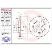Brembo 2 x Solid Rear Brake Discs 08.B045.11