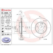 Brembo 2 x Internally Vented Front Brake Discs 09.8680.11