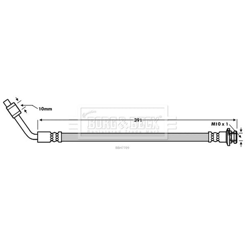 Borg & Beck Brake Hydraulic Hose Line Front Left BBH7709
