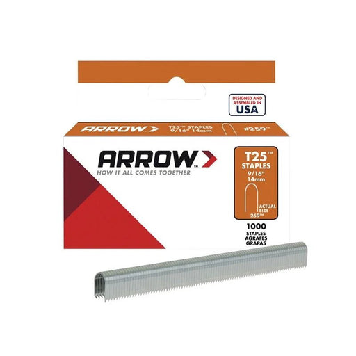 Arrow T25 Staples 14mm (9/16in) (Box 1000) - ARRT25916S