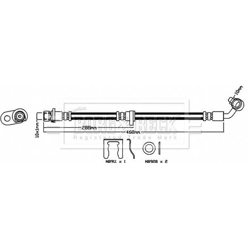 Borg & Beck Brake Hydraulic Hose Line Rear Right BBH8514