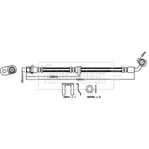 Borg & Beck Brake Hydraulic Hose Line Rear Right BBH8514