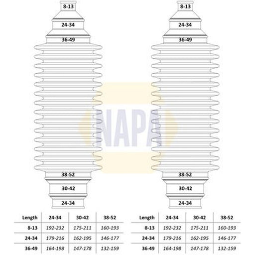 NAPA Steering Bellow Kit Front NCB3002