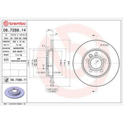 Brembo 2 x Solid Rear Brake Discs 08.7288.11