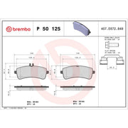 Brembo 4 x Rear Brake Pad Set P50125