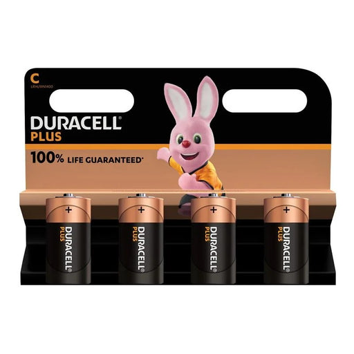 Duracell C Cell +100% Plus Power Batteries (Pack 4) - S18712